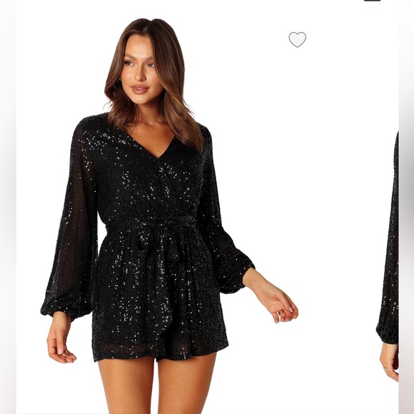 NWT Black Sequin Long Sleeve Romper - Picture 1 of 6